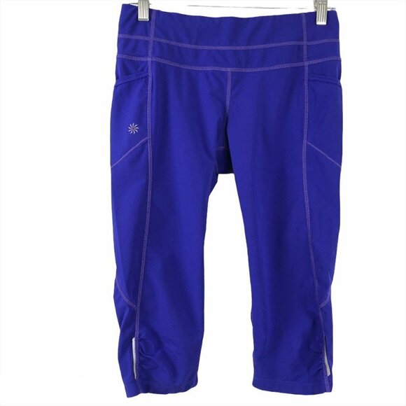 Athleta Dobby‎ Be Free Knicker Crop Pants Blue Wome - Picture 1 of 7